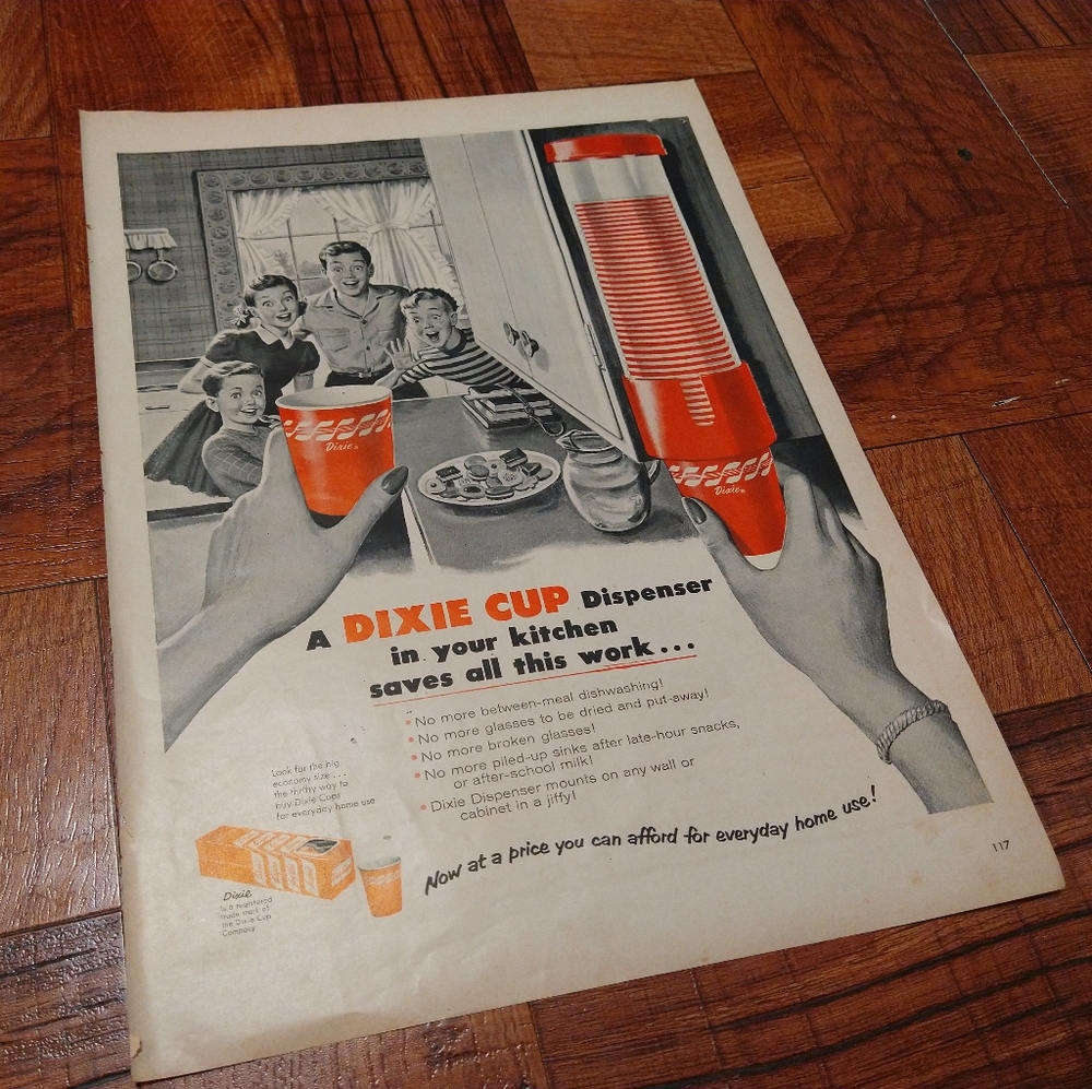 Vintage 1954 Life Magazine Dixie Cup Ad